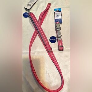 Top Paw Pink Reflective Dog Collar and Leash Set (S)